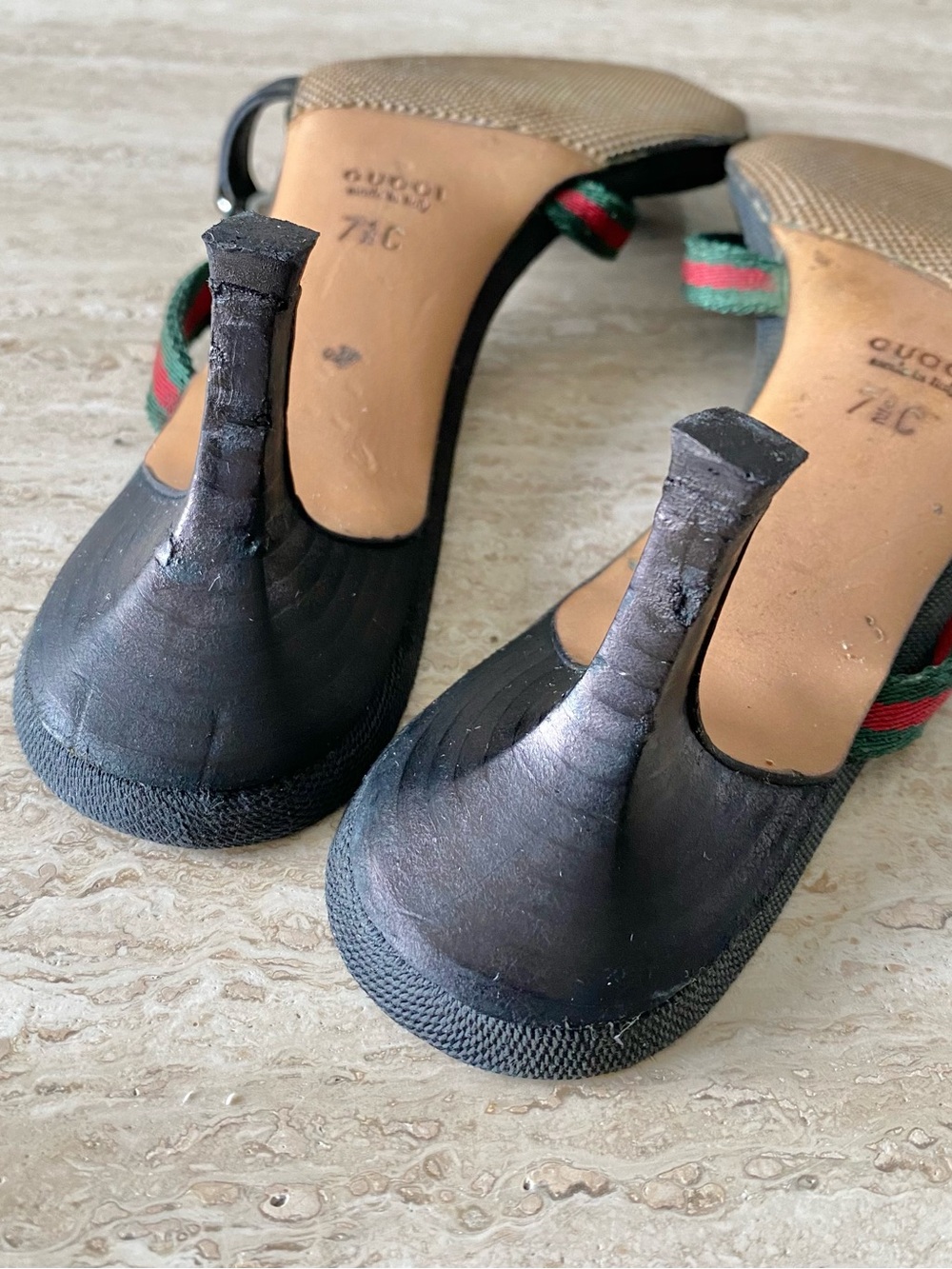 Vintage Gucci Tom Ford-era Stripe GG Sandal Heels - Picture 9 of 9